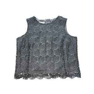 VTG 80s Talbots Shiny Lace Top Size 12 Petite Formal Fancy Button Back
